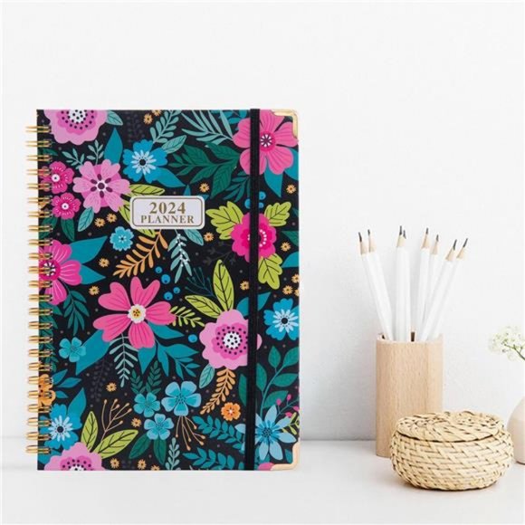 2024 Planner- Weekly & Monthly Planner, Spiral Bound with Tabs, Inner Pocket - Picture 6 of 8